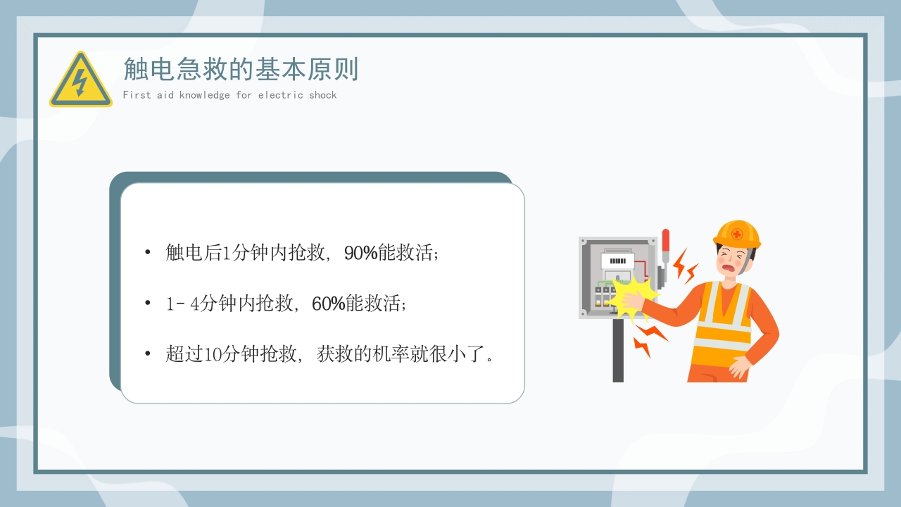 墨绿卡通风触电急救知识科普培训讲座PPT模板
