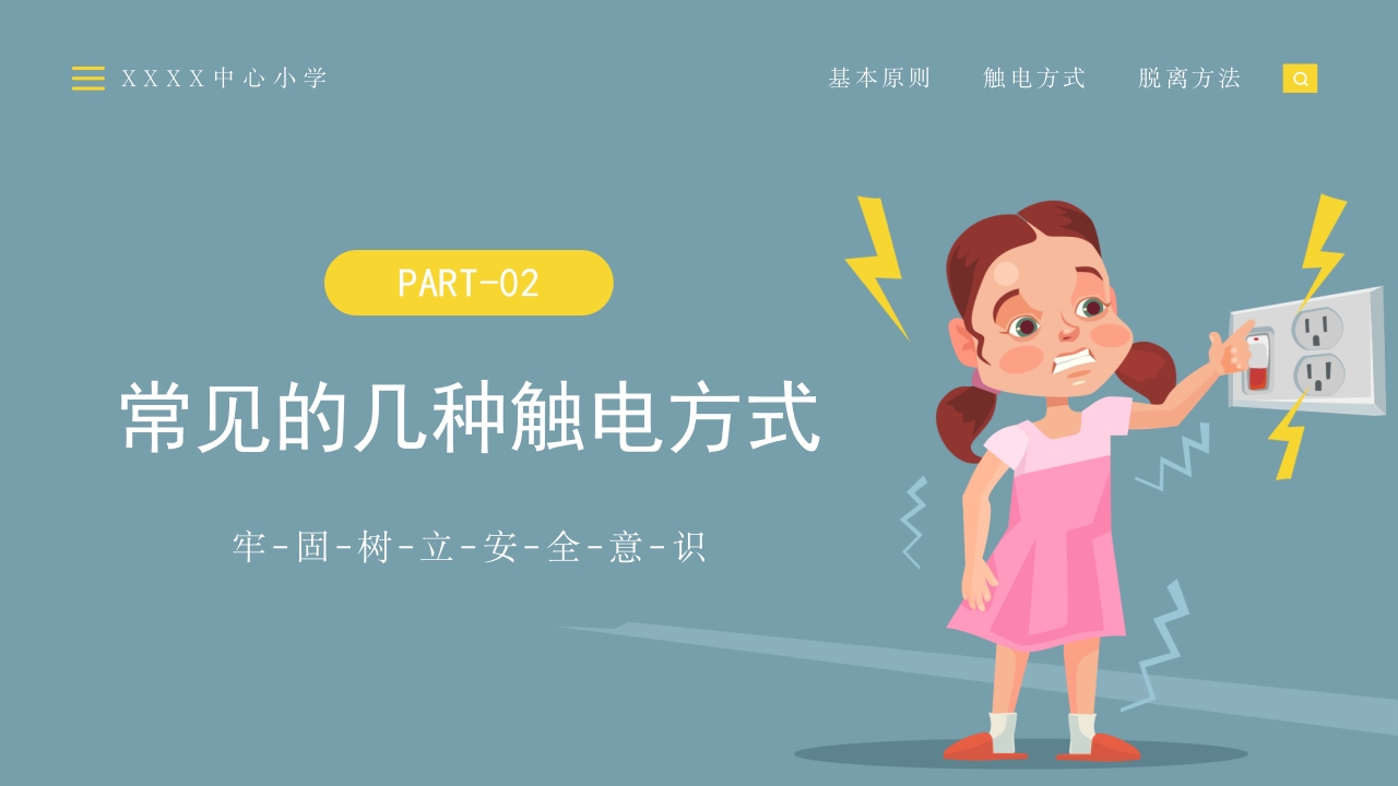 墨绿卡通风触电急救知识科普培训讲座PPT模板