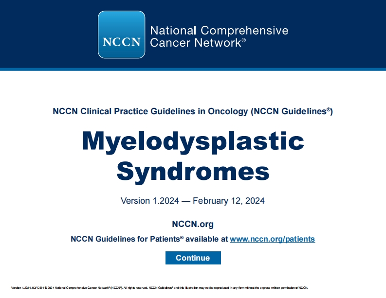 （2024.V1）NCCN临床实践指南：骨髓增生异常综合征