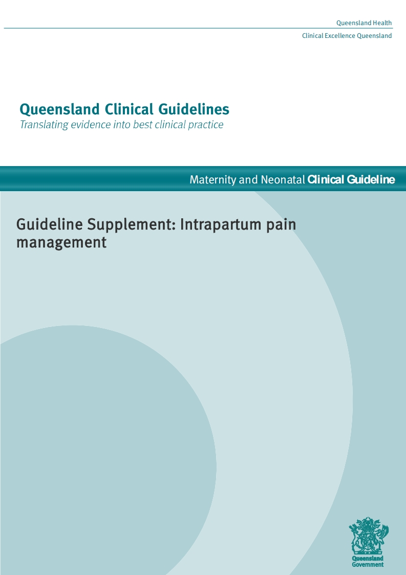 [增补]2023 昆士兰临床指南：分娩期间疼痛管理（V1）