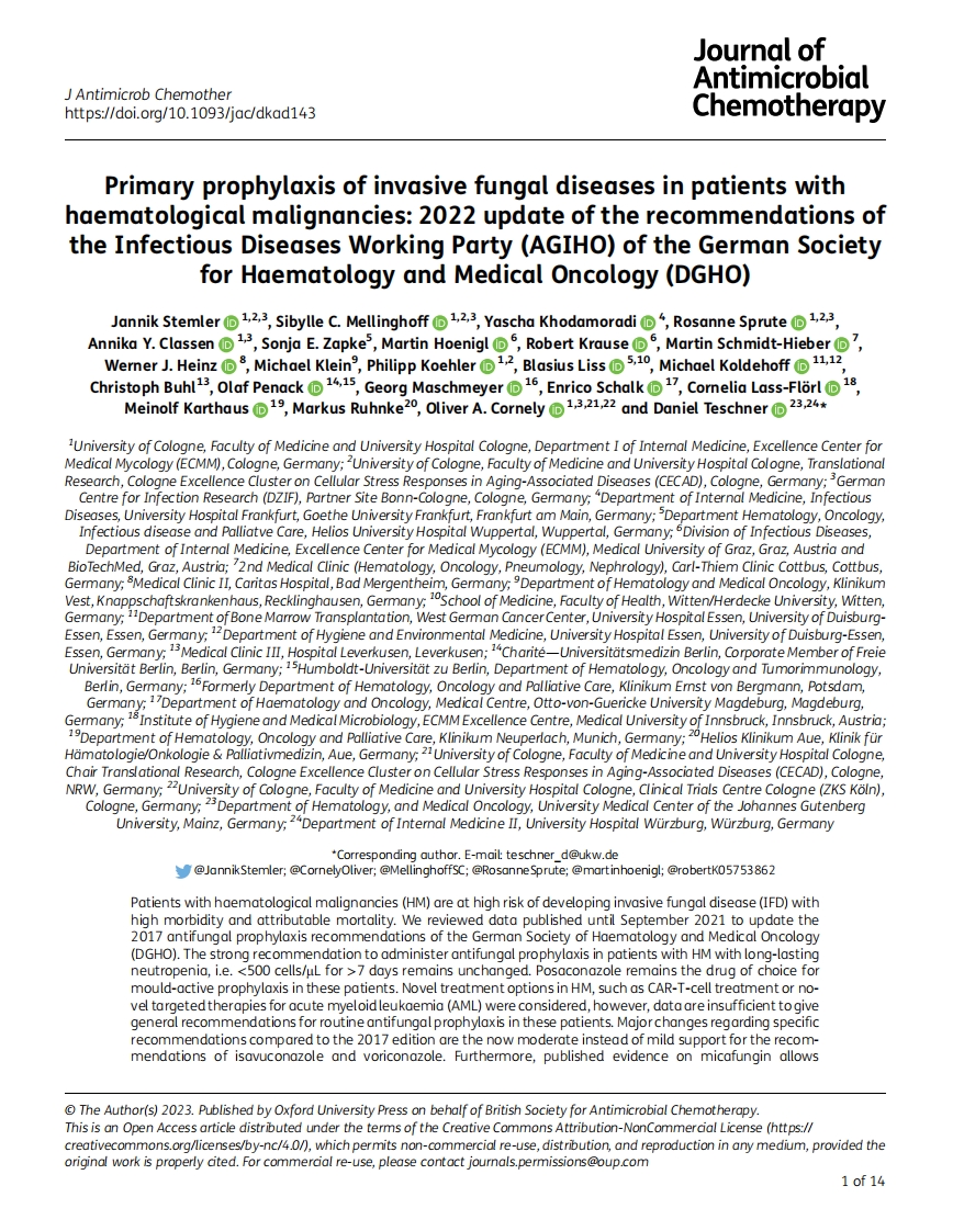 2022+DGHO建议：恶性血液病患者侵袭性真菌疾病的一级预防