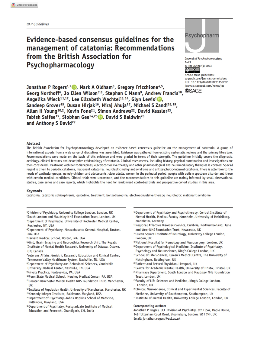 BAP循证共识指南：紧张症的管理