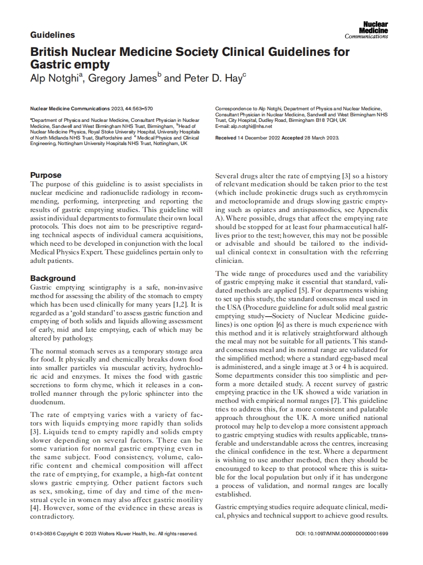 BNMS临床指南：胃排空