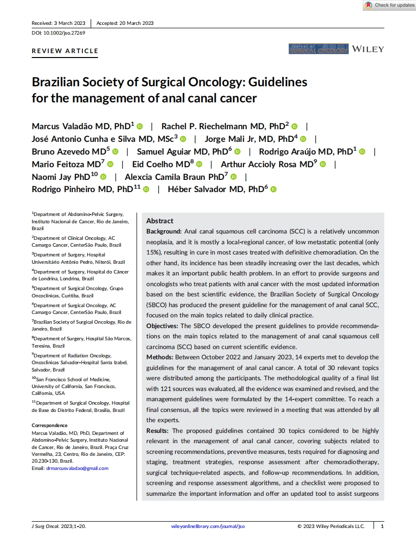 BSSO 指南：肛管癌治疗