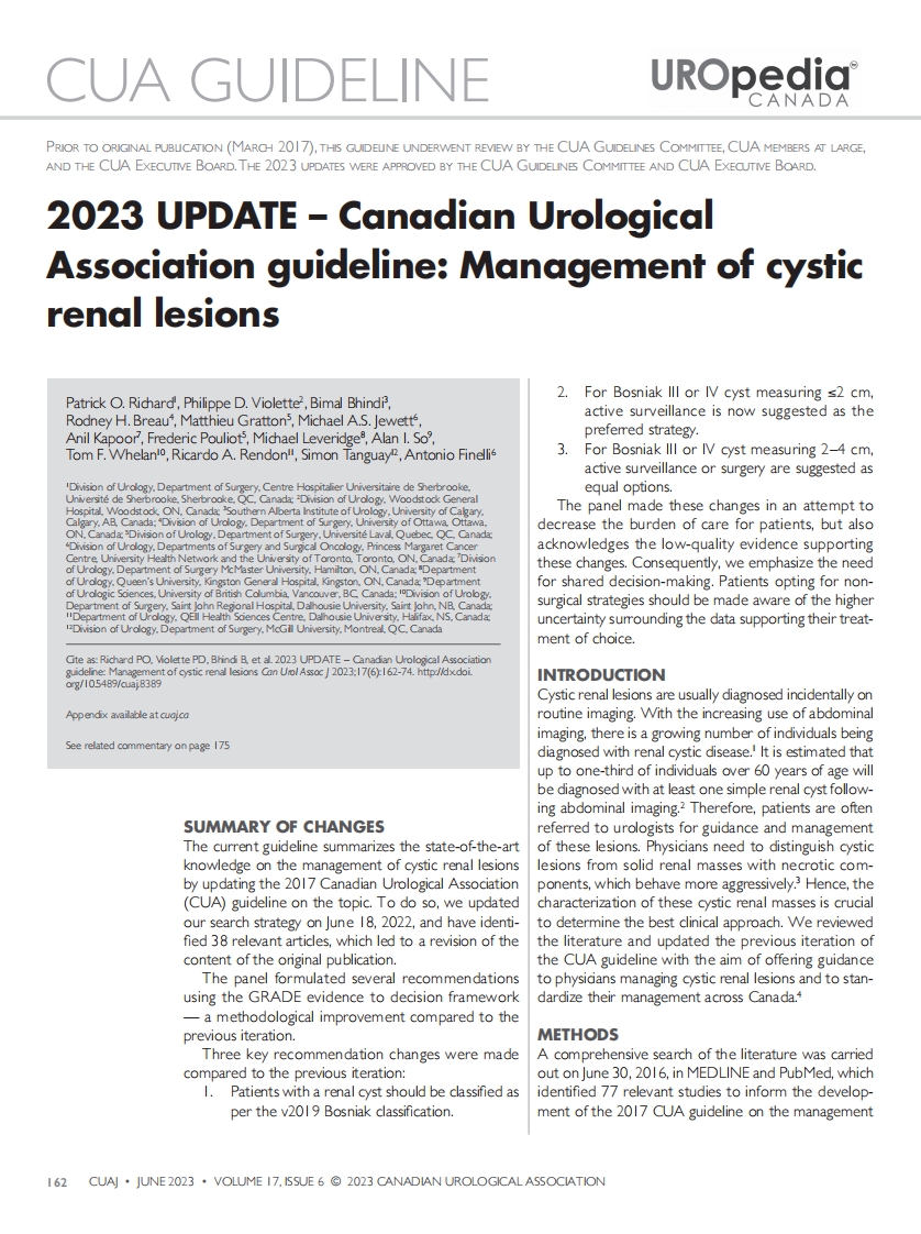 CAU指南：囊性肾脏病变的管理（更新版）