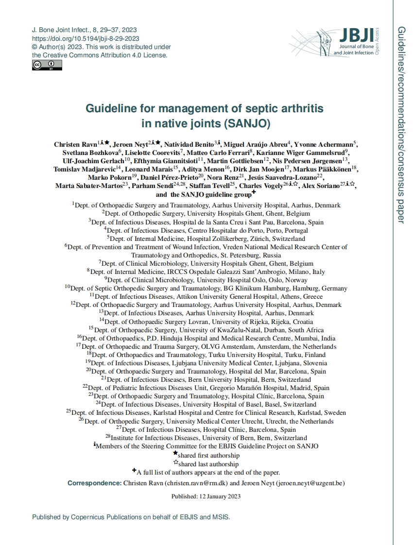 EBJIS指南：原生关节脓毒性性关节炎的管理