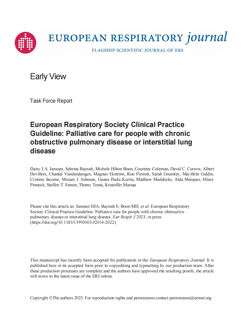 ERS临床实践指南：慢性阻塞性肺病或间质性肺病患者的姑息治疗