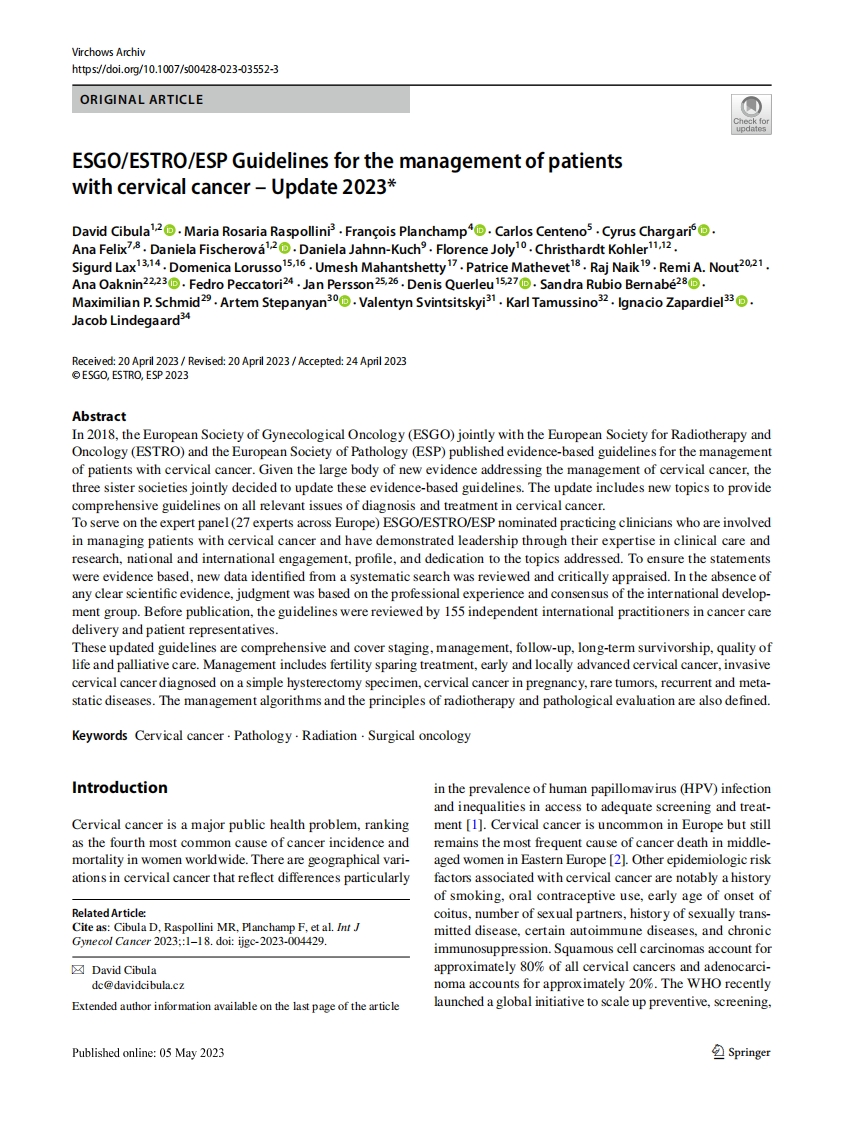 ESGO_ESTRO_ESP指南：宫颈癌患者的管理（更新版）