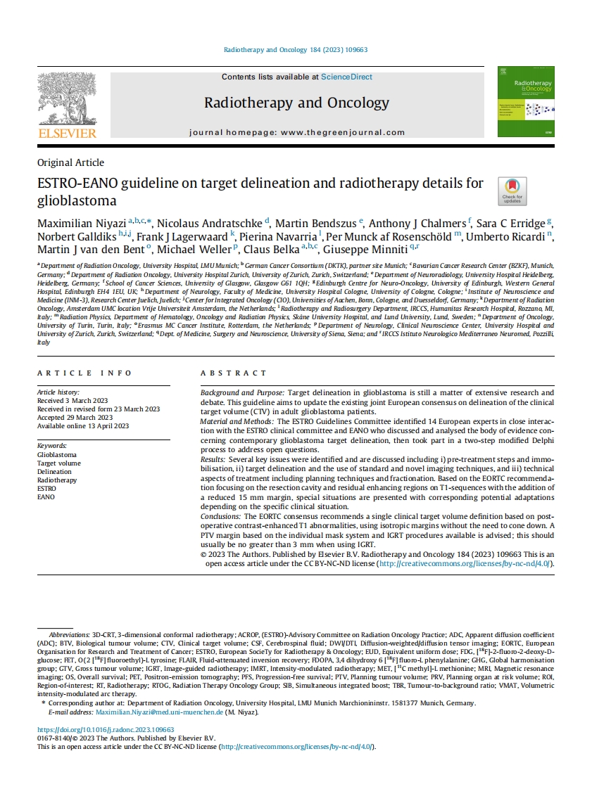ESTRO_EANO指南：胶质母细胞瘤的靶区勾画和放疗细节