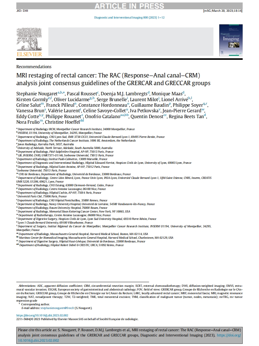 GRERCAR和GRECCAR组联合共识指南：直肠癌的MRI再定位