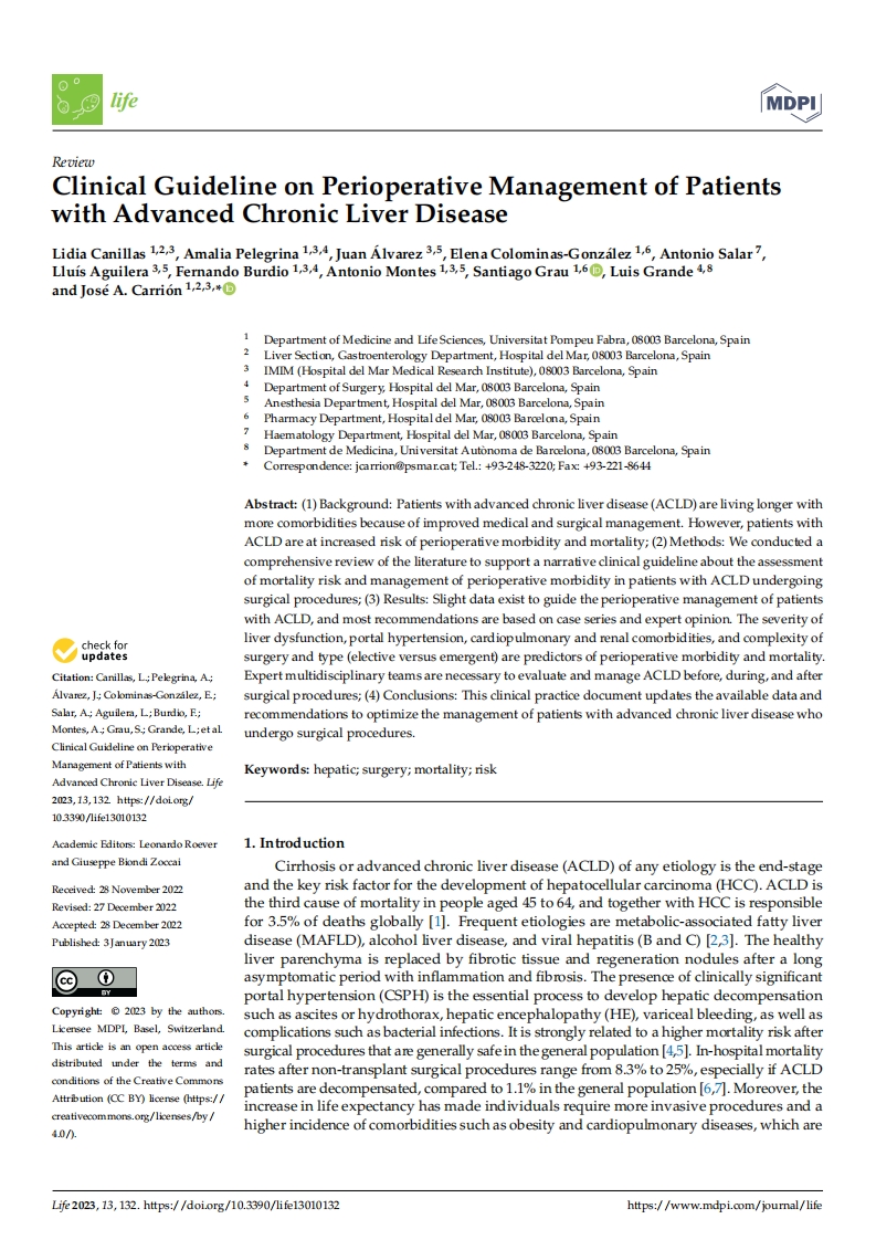 临床指南：晚期慢性肝病患者的围术期管理