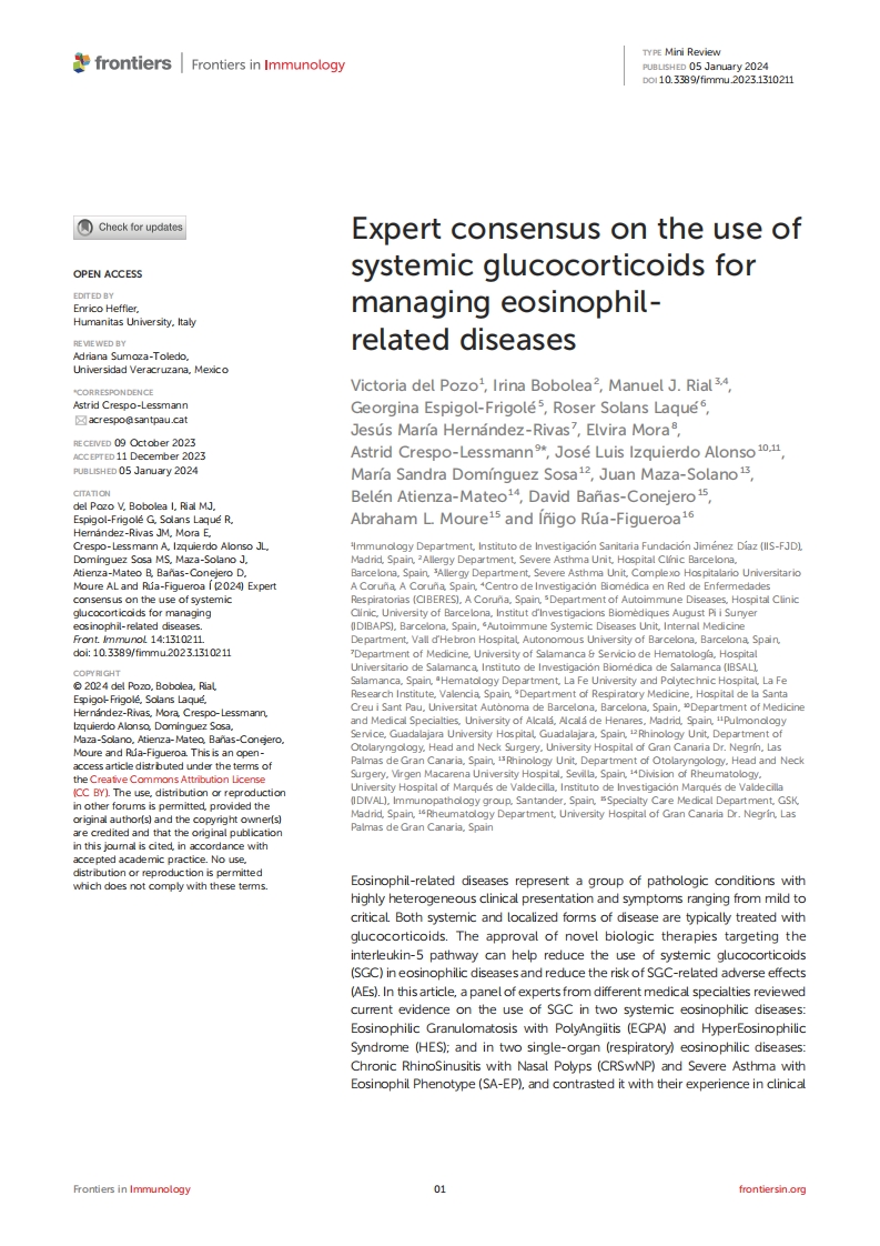 2024 专家共识：使用全身糖皮质 激素治疗嗜酸性粒细胞相关疾病