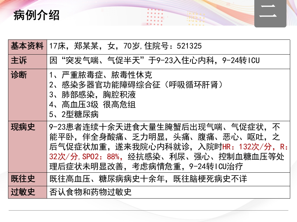 一例严重脓毒症老年患者的个案护理