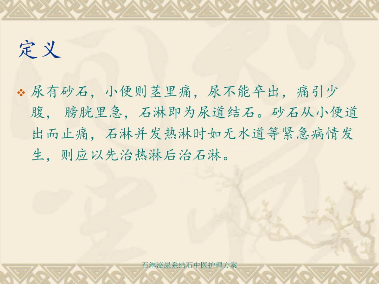 石淋泌尿系结石中医护理方案 ppt课件