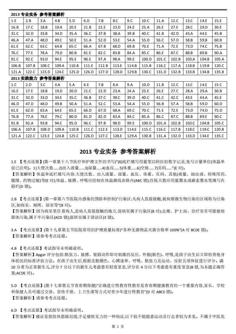 2013【历年真题】答案解析