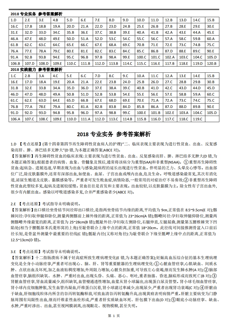 2018【历年真题】答案解析