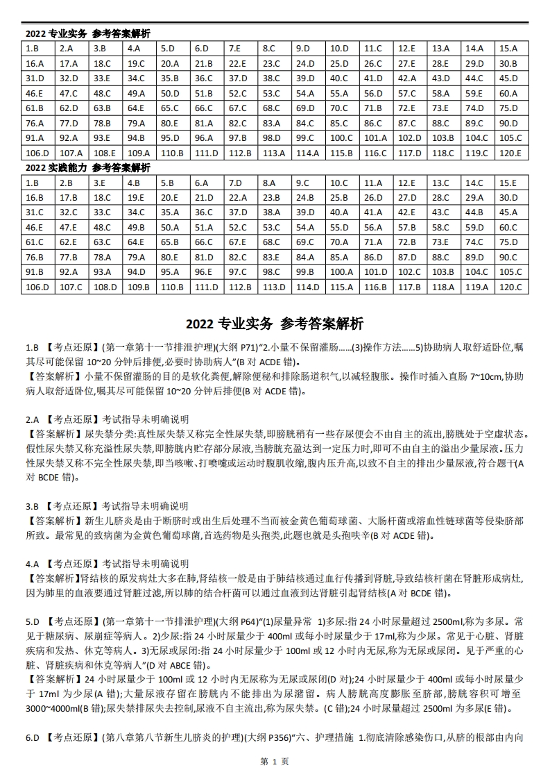 2022【历年真题】答案解析