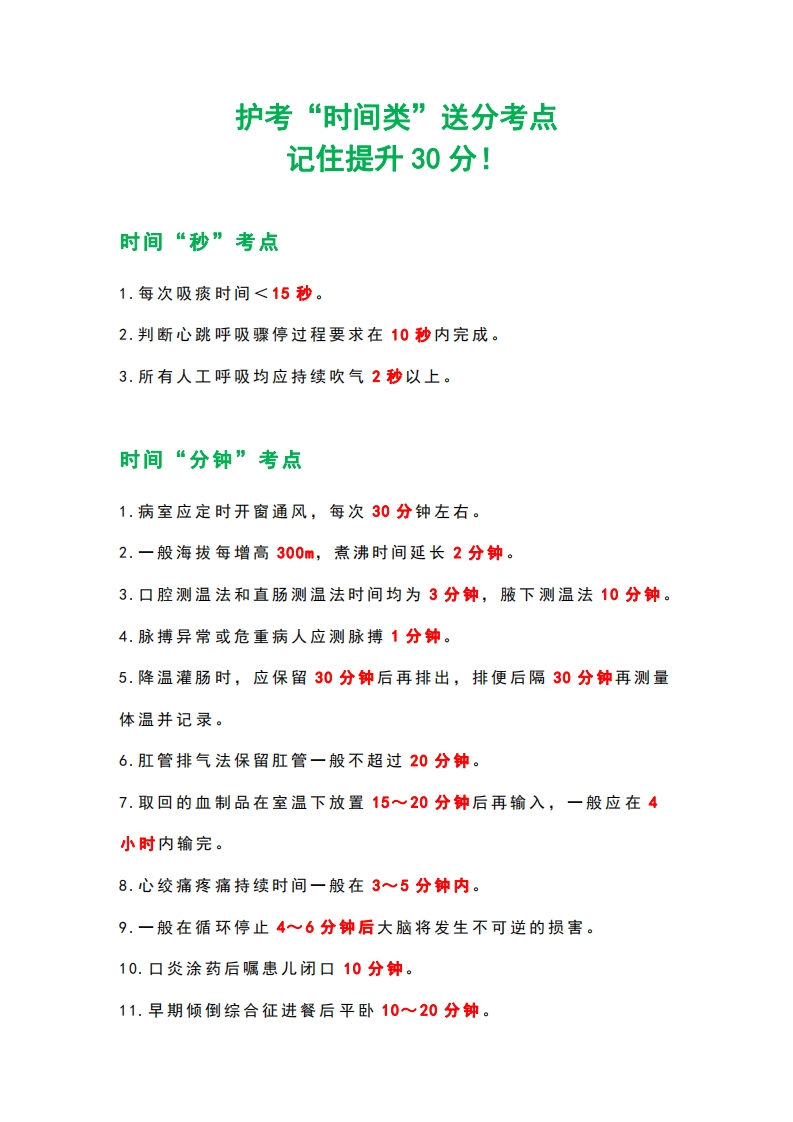 护考“时间类”送分考点，记住提升30分！