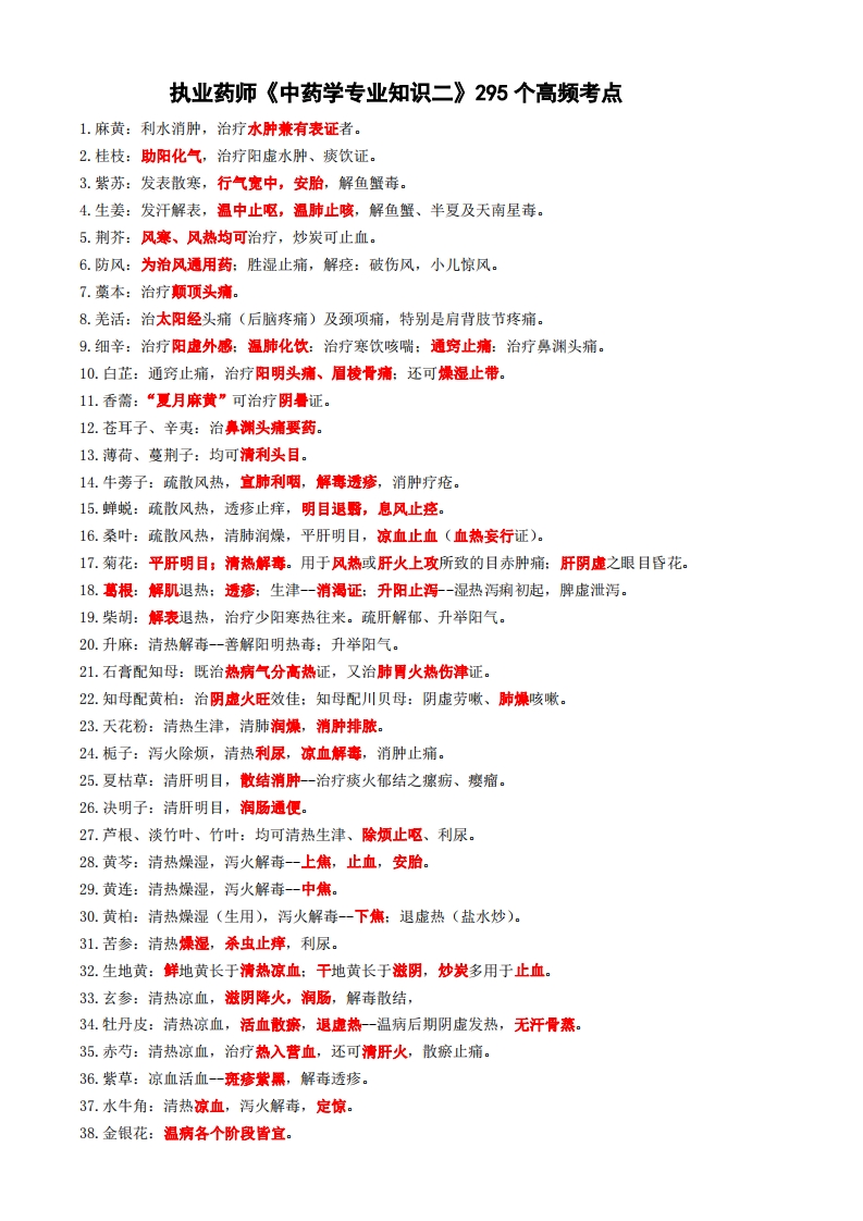 《中药学专业知识二》高频考点pdf