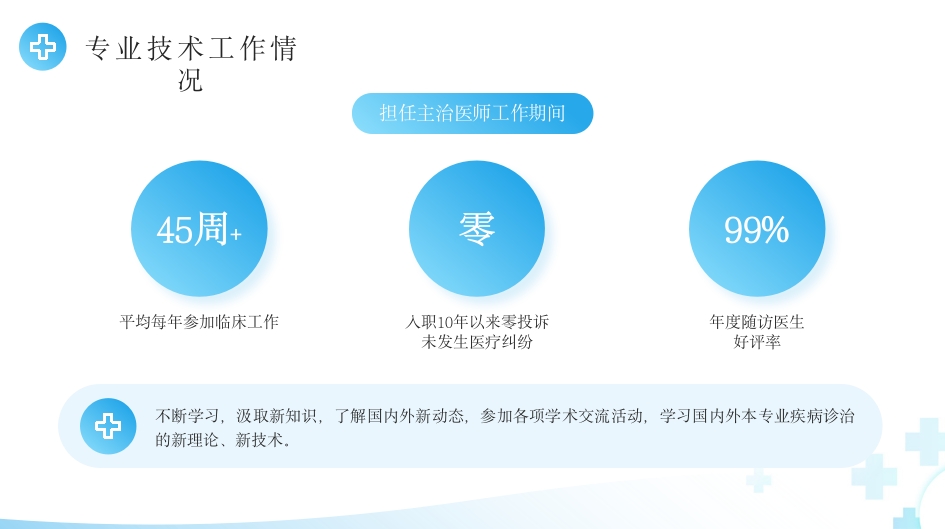 蓝色简约风主任医师正高级职称晋升答辩报告PPT模板
