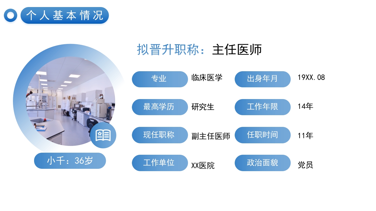 蓝色医疗医生正高级职称晋升答辩报告PPT模板