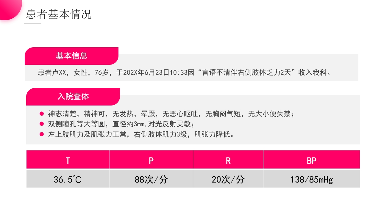 脑梗塞患者护理查房